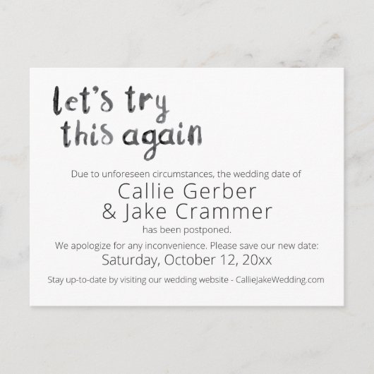 水彩　再トライ　結婚延期　ポストカード ポストカード (正面)