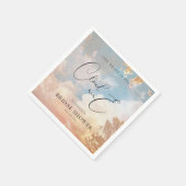 水彩 夢のような夕日 雲の上の9 結婚前のお茶会 スタンダードカクテルナプキン (角)