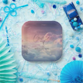 水彩 夢のような夕焼け クラウド9 ブライダルシャワー ペーパープレート (パーティー)