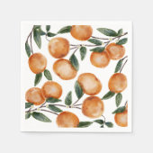 水彩 小可愛 橙色 柑橘 スタンダードカクテルナプキン (正面)
