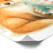 水彩"彼女の睡眠"ウッドランドアニマル子供部屋 ポスター (角)