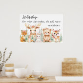 水彩"彼女の睡眠"ウッドランドアニマル子供部屋 ポスター (キッチン)