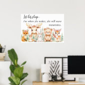 水彩"彼女の睡眠"ウッドランドアニマル子供部屋 ポスター (ホームオフィス)