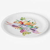 水彩「感謝」バナーサンクスギビングカボチャ ペーパープレート (アングル)