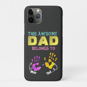 水彩 手刷り 父 パパ 息子 子供 ギフト iPhone 11 PROケース