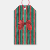 水彩 手描き 赤いリボン ストライプ クリスマス ギフトタグ (裏面)