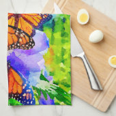 水彩(昆虫)オオカバマダラ、モナークバタフライマイグレーション キッチンタオル (四つ折り)