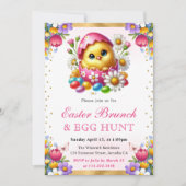 水彩 春の卵から生まれたイースターチキン イースターブランチ 招待状 (正面)