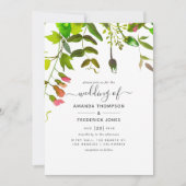 水彩 春の新緑 ウェディング 招待状 (正面)