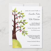 水彩 春の緑のモノグラム ツリー 結婚式カード 招待状 (裏面)