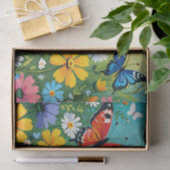 水彩 春の花の鮮やかなパターン 薄葉紙 (ギフト)