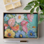 水彩 春の花の鮮やかなパターン 薄葉紙 (ギフト)
