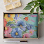 水彩 春の花の鮮やかなパターン 薄葉紙 (ギフト)