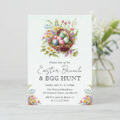 水彩 春の花 イースターバスケット ブランシュ 招待状 (スタンド正面)