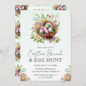 水彩 春の花 イースターバスケット ブランシュ 招待状 (正面/裏面)