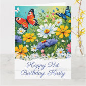 水彩 春の花 ビビッド 誕生日 カード (黄色い花)