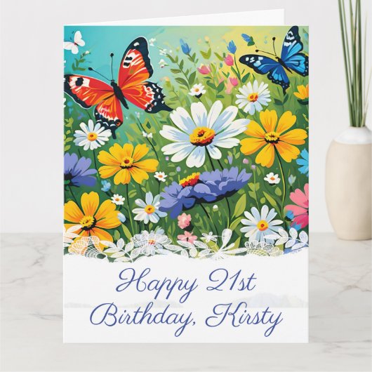 水彩 春の花 ビビッド 誕生日 カード (正面)