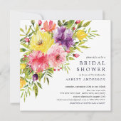 水彩 春の花 ブライダルシャワー 招待状 (正面)