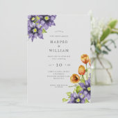 水彩 春の花 色鮮やかな ウェディング 招待状 (スタンド正面)