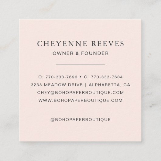 水彩 春の野生の花 スクエア名刺 (裏面)