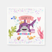 水彩 最可愛い サメの誕生日パーティー スタンダードカクテルナプキン (正面)