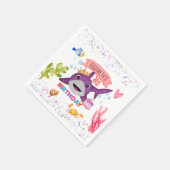 水彩 最可愛い サメの誕生日パーティー スタンダードカクテルナプキン (角)