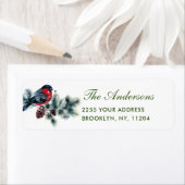 水彩(松)円錐(すね)枝(し)クリスマスバードリターン ラベル (インサイチュ)