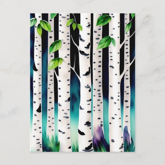 水彩《植物》アスペン木 ポストカード (正面)