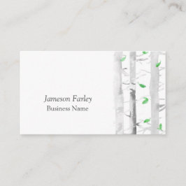 水彩《植物》アスペン樺の木木 名刺