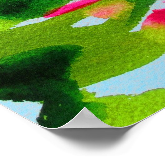 水彩《植物》スイレン抽象芸術オリジナル素晴らし芸術 ポスター (角)