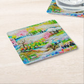 水彩（横） 2 スクエアペーパーコースター (アングル)