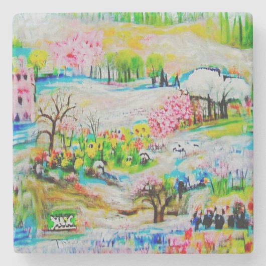 水彩（横） 2 ストーンコースター (正面)