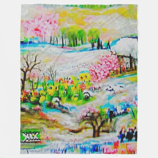 水彩（横） 2 フリースブランケット (正面)