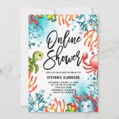 水彩 海の中のオンライン ベイビーシャワー 招待状 (正面)
