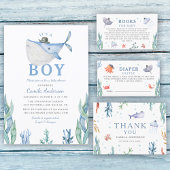 水彩 海の中の世界 おとこの赤ちゃん歓迎シャワー 招待状