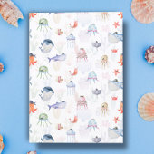 水彩 海の中の世界 おとこの赤ちゃん歓迎シャワー 招待状