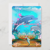 水彩 海の動物 誕生日パーティー 招待状 (裏面)