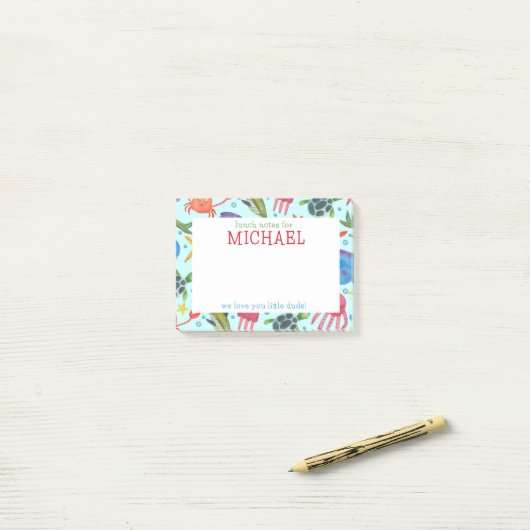 水彩 海の生き物 カスタマイズ ランチノート ポストイット (デスク上)