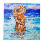 水彩 – 海岸 – 夏 – 水彩 タイル (正面)