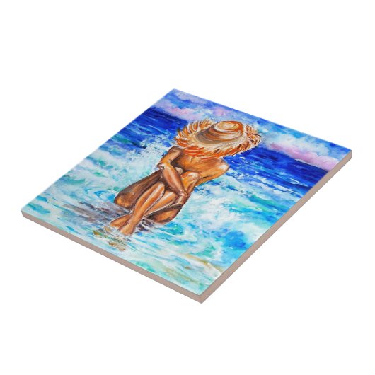 水彩 – 海岸 – 夏 – 水彩 タイル (側面)