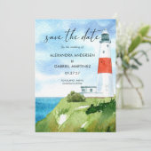 水彩 海岸 航海 ビーチ セーブ・ザ・デート (スタンド正面)