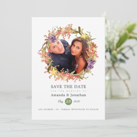 水彩 海藻 ビーチをテーマにした ウェディング フォト セーブザデート (スタンド正面)