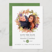 水彩 海藻 ビーチをテーマにした ウェディング フォト セーブザデート (正面/裏面)