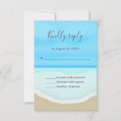 水彩 海辺 ウェディング 返信カード (正面)