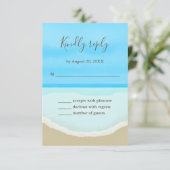 水彩 海辺 ウェディング 返信カード (スタンド正面)