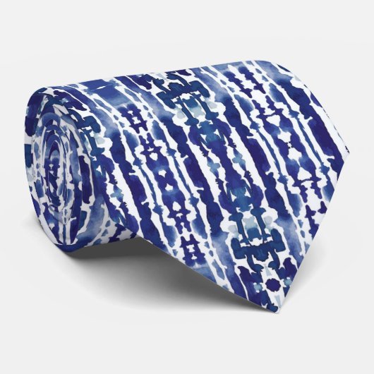 水彩(淡い淡い濃い青)シボリティ ネクタイ (ロール)