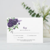 水彩 深紫色バラ 緑の葉 RSVP (スタンド正面)