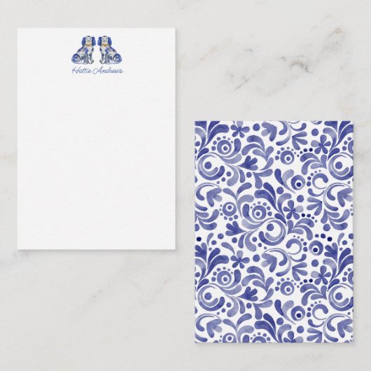 水彩(犬)スタッフォードドッグパーソナライズされた ノートカード (正面/裏面)