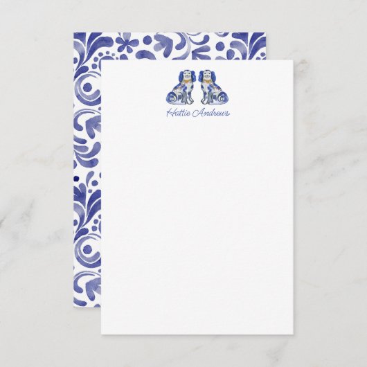 水彩(犬)スタッフォードドッグパーソナライズされた ノートカード (正面/裏面)