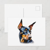 水彩（犬）ドーベルマン・ピンシェル ポストカード (正面/裏面)